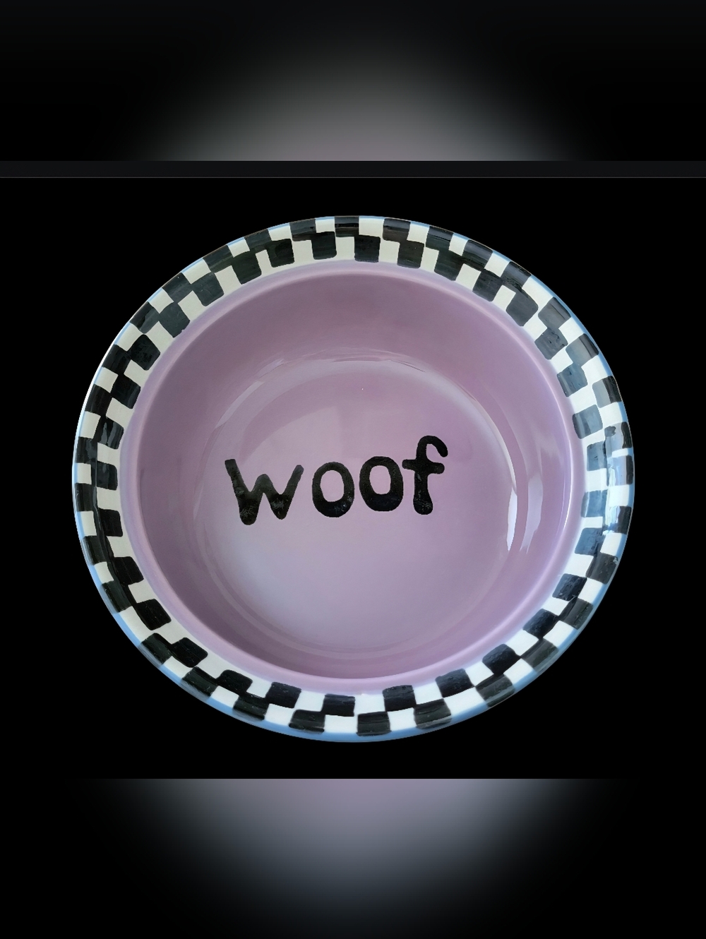 Ceramic Pet Bowl in Multi Colors with Checkerboard Rim